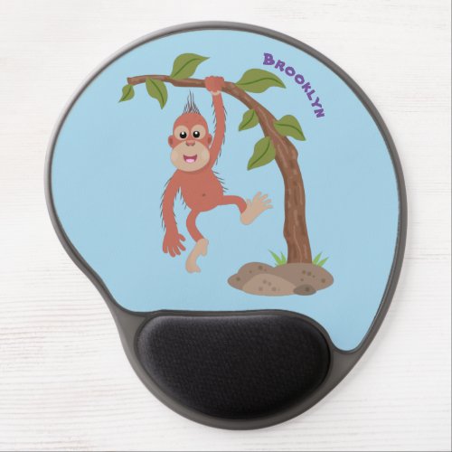 Cute happy baby orangutan cartoon illustration gel mouse pad