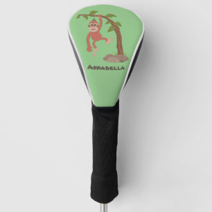 Cute happy baby orangutan cartoon illustration golf head cover