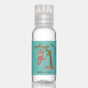 Cute happy baby orangutan cartoon illustration hand sanitizer