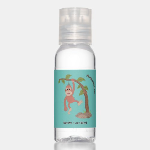 Cute happy baby orangutan cartoon illustration hand sanitizer