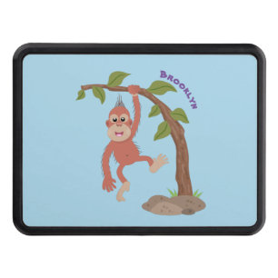 Cute happy baby orangutan cartoon illustration hitch cover