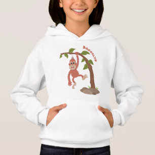 Cute happy baby orangutan cartoon illustration hoodie