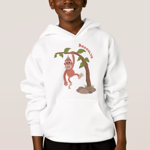 Cute happy baby orangutan cartoon illustration hoodie