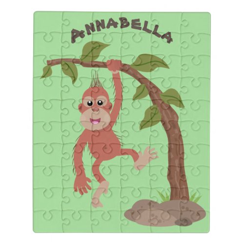 Cute happy baby orangutan cartoon illustration jigsaw puzzle