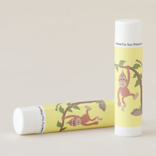 Cute happy baby orangutan cartoon illustration lip balm