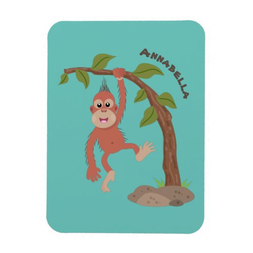 Cute happy baby orangutan cartoon illustration magnet