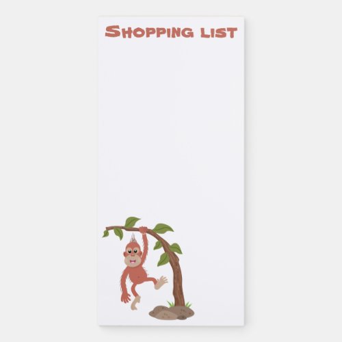 Cute happy baby orangutan cartoon illustration magnetic notepad