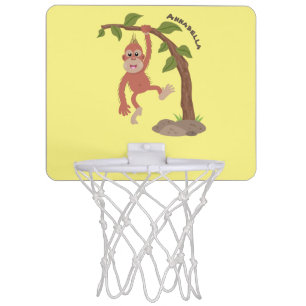 Cute happy baby orangutan cartoon illustration mini basketball hoop