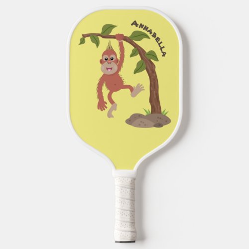 Cute happy baby orangutan cartoon illustration  pickleball paddle