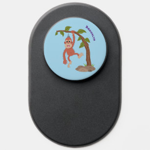 Cute happy baby orangutan cartoon illustration PopSocket