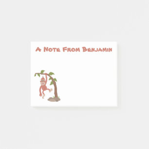Cute happy baby orangutan cartoon illustration post-it notes