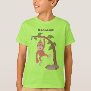 Cute happy baby orangutan cartoon illustration T-Shirt