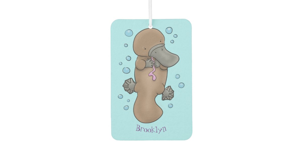 Cute happy baby platypus cartoon illustration air freshener Zazzle