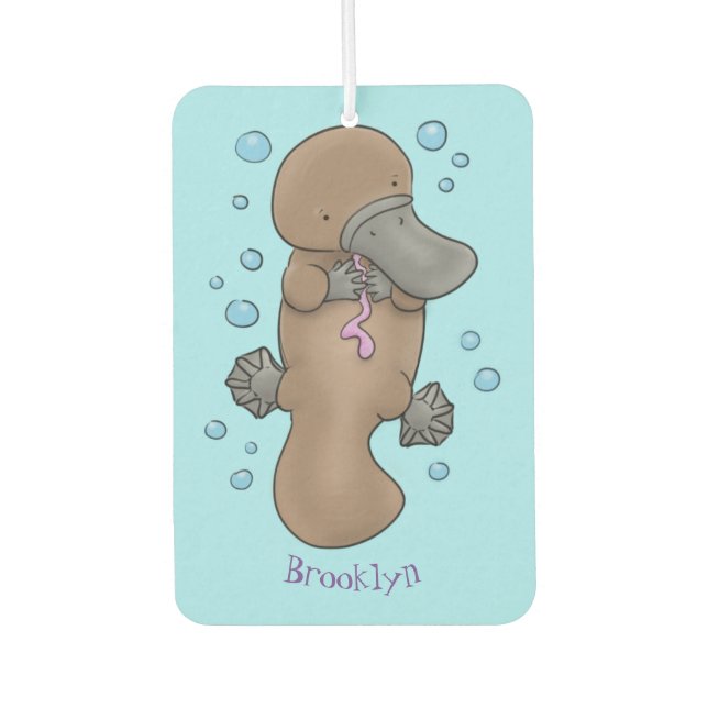 Cute happy baby platypus cartoon illustration  air freshener (Front)