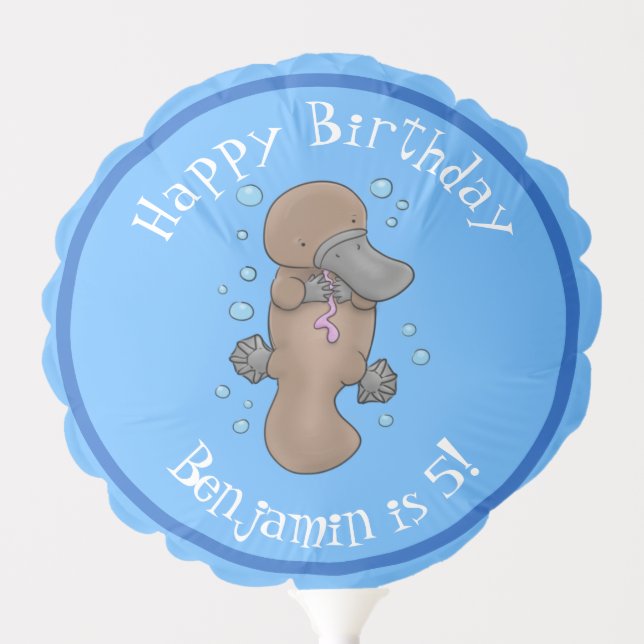 Cute happy baby platypus cartoon illustration balloon (Front)