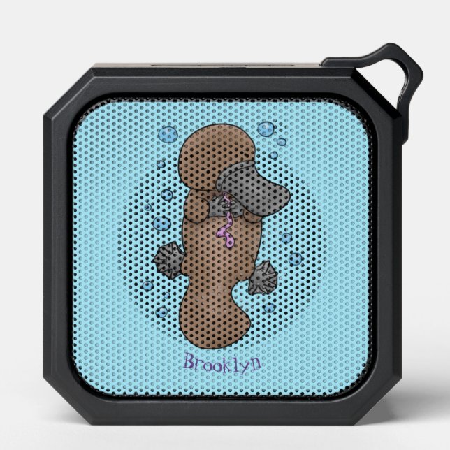 Cute happy baby platypus cartoon illustration bluetooth speaker (Front)