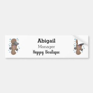 Cute happy baby platypus cartoon illustration  bumper sticker