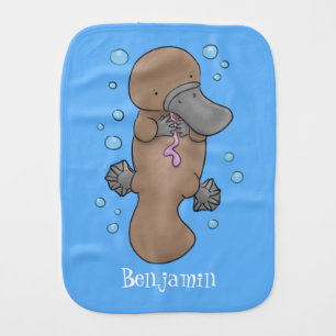 Cute happy baby platypus cartoon illustration burp cloth