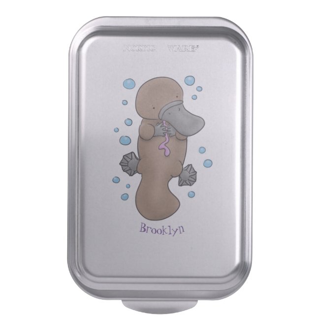 Cute happy baby platypus cartoon illustration cake pan (Front Vertical)
