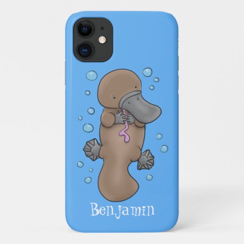 Cute happy baby platypus cartoon illustration iPhone 11 case