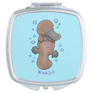 Cute happy baby platypus cartoon illustration compact mirror