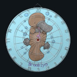 Cute happy baby platypus cartoon illustration dart board<br><div class="desc">For platypus lovers! This happy baby platypus with bubbles in cartoon illustration style and is great fun.</div>