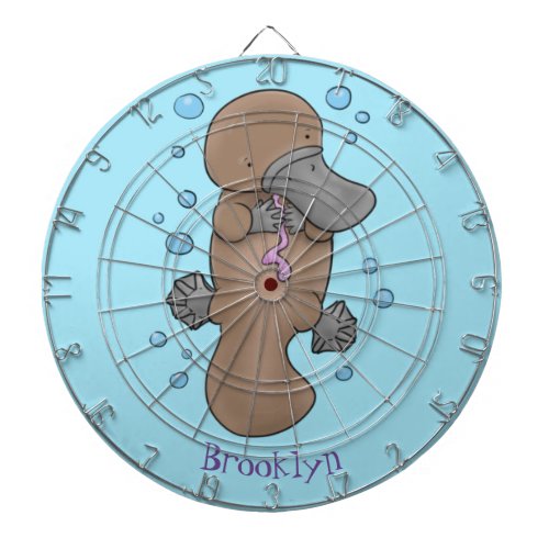 Cute happy baby platypus cartoon illustration dart board