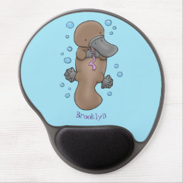 Cute happy baby platypus cartoon illustration gel mouse pad