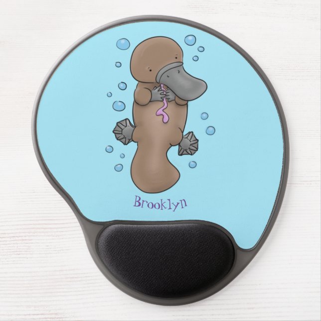 Cute happy baby platypus cartoon illustration gel mouse pad (Front)