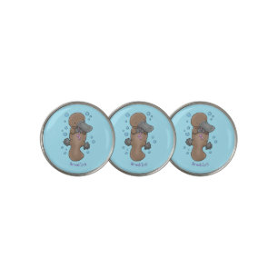 Cute happy baby platypus cartoon illustration golf ball marker