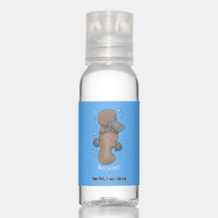 Cute happy baby platypus cartoon illustration hand sanitizer