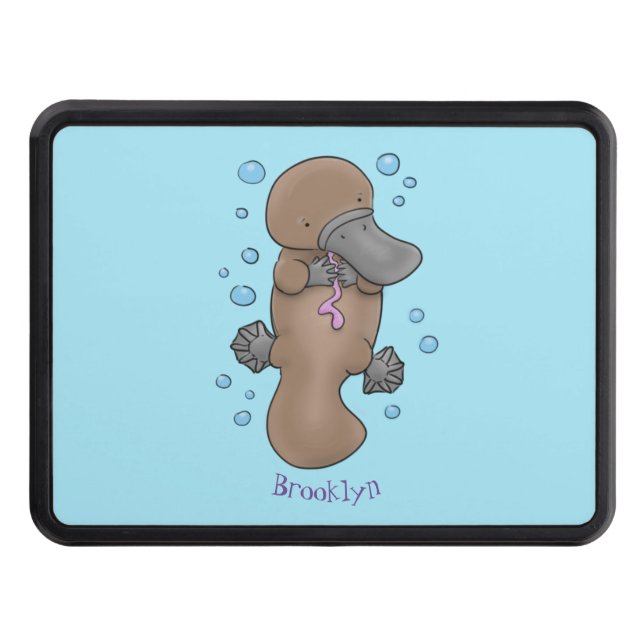 Cute happy baby platypus cartoon illustration hitch cover (Front)