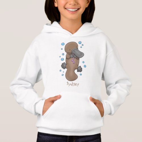 Cute happy baby platypus cartoon illustration hoodie