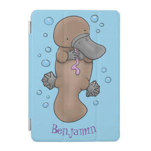 Cute happy baby platypus cartoon illustration iPad mini cover