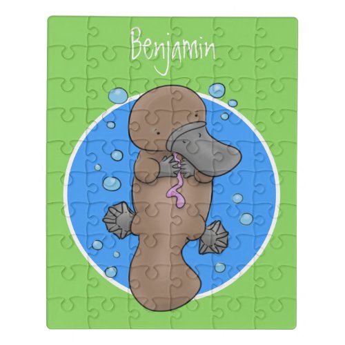 Cute happy baby platypus cartoon illustration jigsaw puzzle