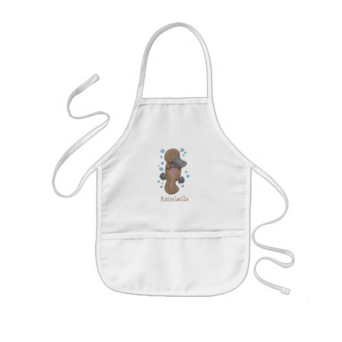 Cute happy baby platypus cartoon illustration kids apron