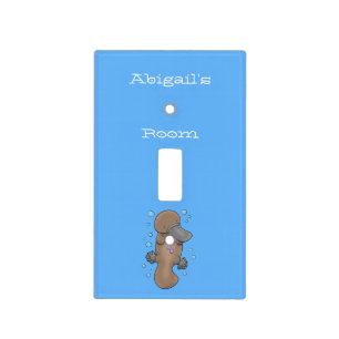 Cute happy baby platypus cartoon illustration light switch cover