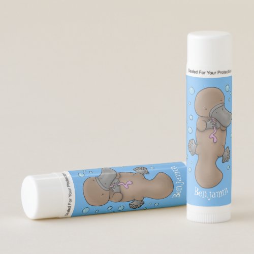 Cute happy baby platypus cartoon illustration lip balm