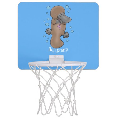 Cute happy baby platypus cartoon illustration mini basketball hoop