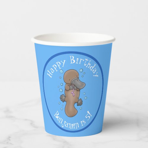 Cute happy baby platypus cartoon illustration paper cups