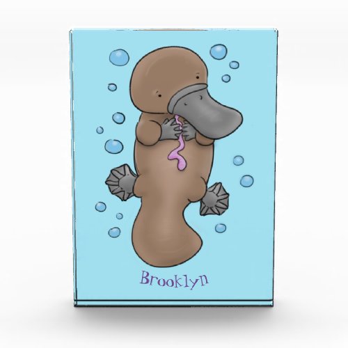 Cute happy baby platypus cartoon illustration  photo block