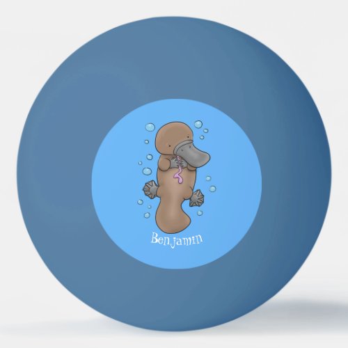 Cute happy baby platypus cartoon illustration ping pong ball