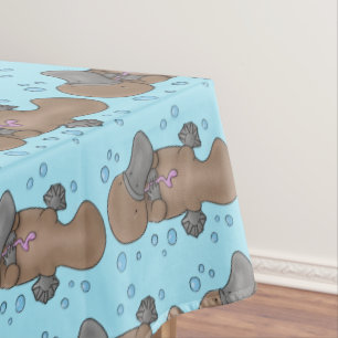 Cute happy baby platypus cartoon illustration tablecloth