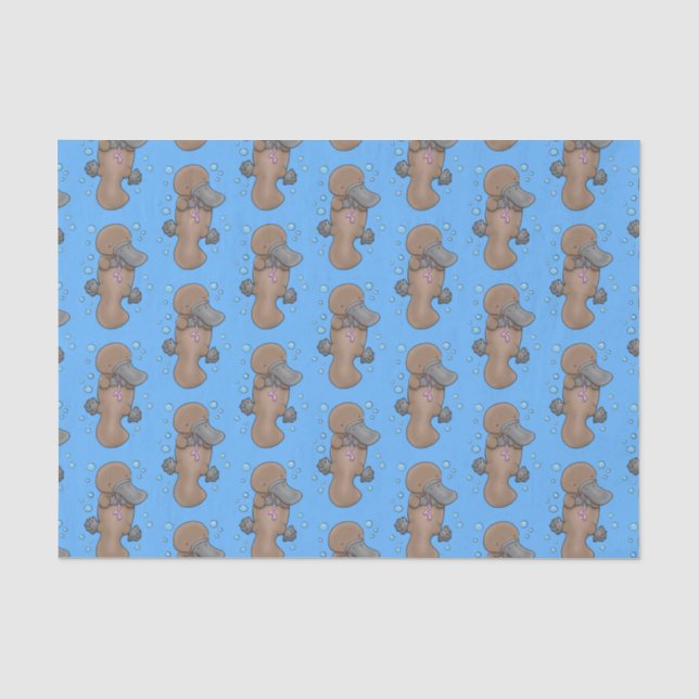 Cute happy baby platypus cartoon illustration tissue paper (Front)