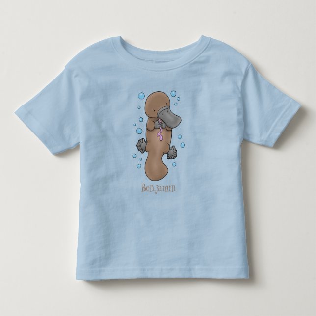 Cute happy baby platypus cartoon illustration toddler t-shirt (Front)
