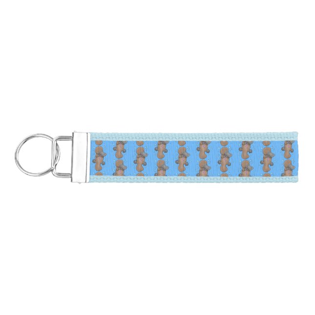 Cute happy baby platypus cartoon illustration wrist keychain (Keys on Left)