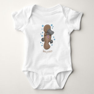 Cute happy baby platypus cartoon personalized bodysuit