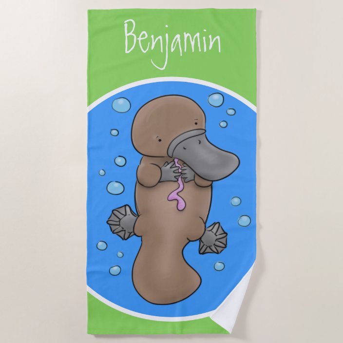 Cute Happy Baby Platypus Illustration Beach Towel Zazzle Com