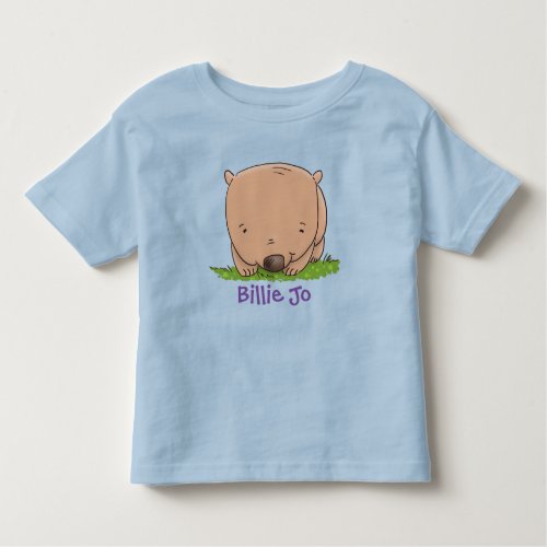 Cute happy baby wombat cartoon illustration toddler t_shirt