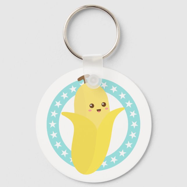 Cute Happy Banana Fruit Keychain (Front)